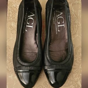 AGL Black Patent Leather Flats